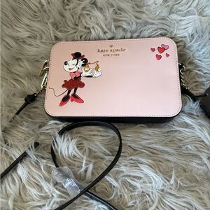 Kate Spade Pink and Black Minnie Mouse Crossbody Bag